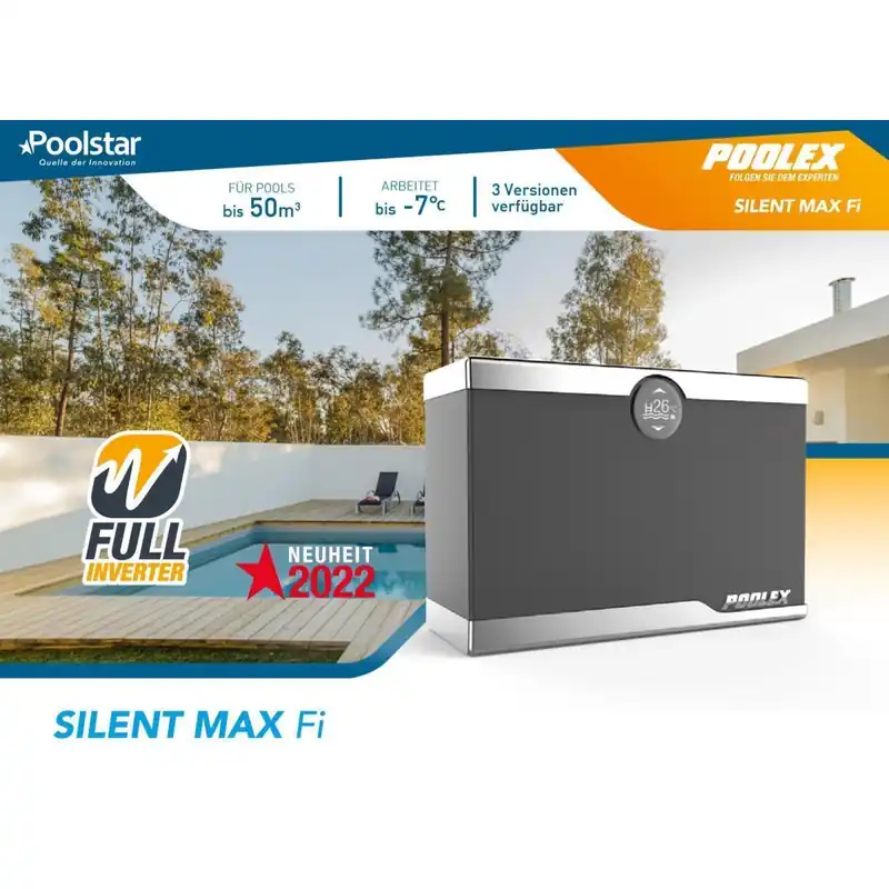 Heißes Angebot NEU Poolex Silent MAX 125 Wärmepumpe FI WIFI 12kW Poolheizung SilentMAX