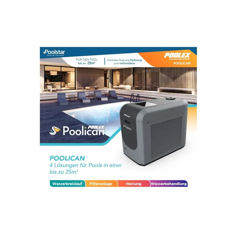 Bestpreis POOLEX Poolican - 4 in 1 - Zirkulation, Filtration, Salzelektrolyse, Wärmepumpe