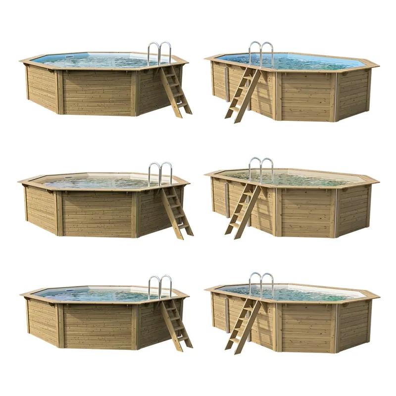 Neue Ware Trend Holzpool SET Achteck | Metallecken | versch. Folienfarben | versch. Größen