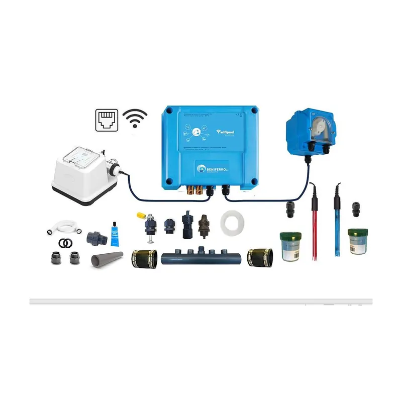 Günstig Salzelektrolyse EL nicht vormontiert mit pH- und RX-Steuerung – Wifi – 20 g/h – Schwimmbad 60 m³