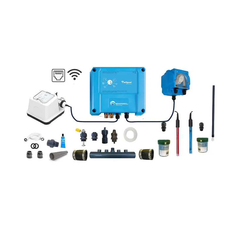 Super-Preis Salzelektrolyse EL nicht vormontiert mit pH- und RX-Steuerung – WIFI – 20 g/h – Schwimmbad 50 m³