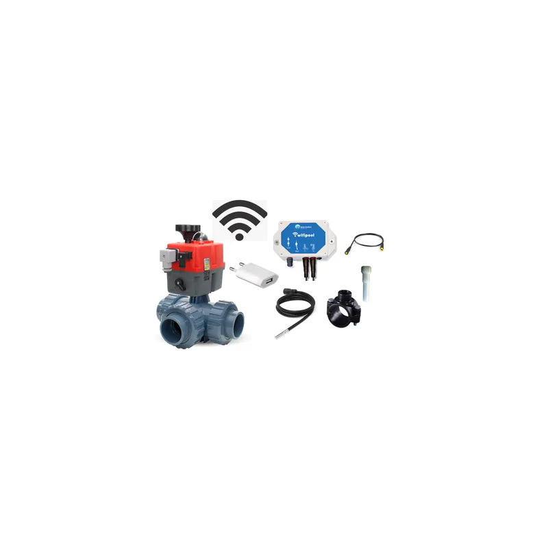 WIFI Automatisches 3-Wege-Ventil 50 mm L-Bohrung mit TLF Temperaturregler Modul und Temperatursensoren (1 & 3m)- plug & play type Hidro Direktkauf