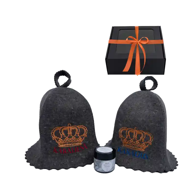 Geschenkset in Geschenkbox DARK KINGS. Saunakappen und Mentholkristalle Online Kaufen