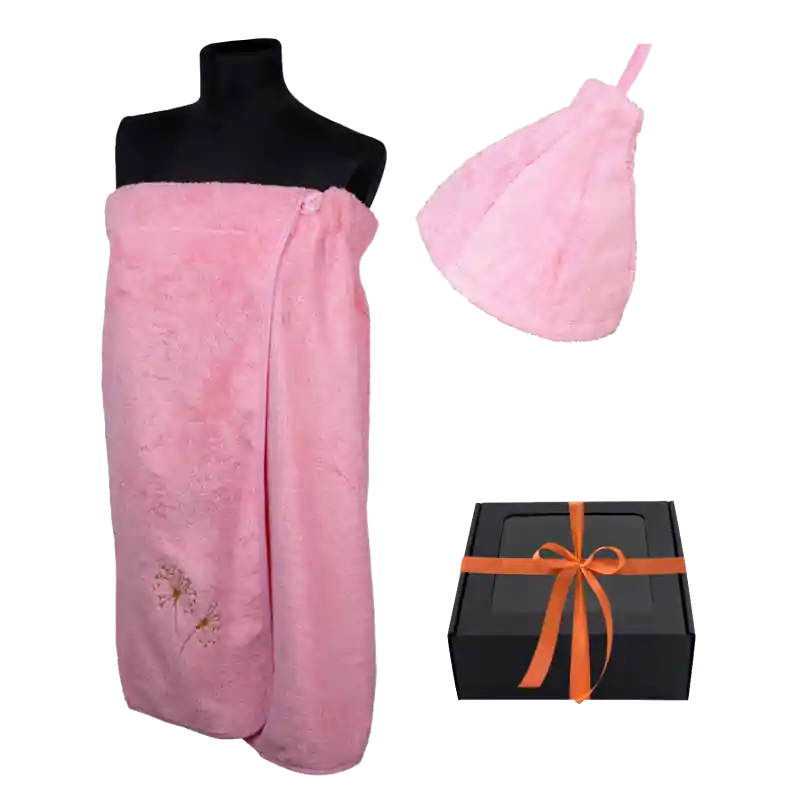 Direkt Vom Hersteller Geschenkset in einer Geschenkbox für SIE. Saunahaube und -schürze für Damen – PINK