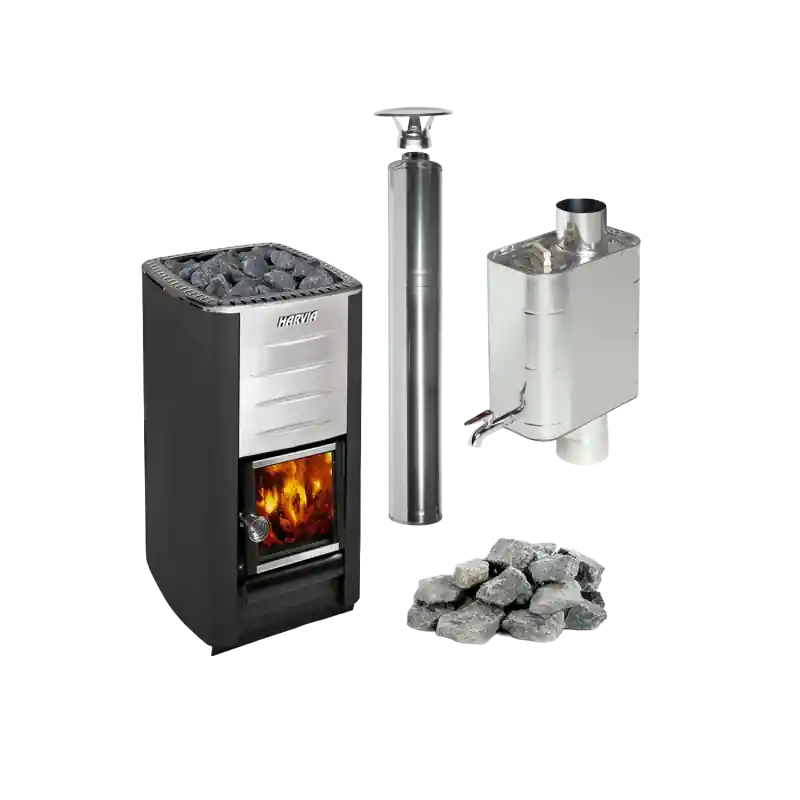 Sauna-Holzofen HARVIA M3 Set, Steine, Schornstein, Wassererhitzer Beliebt