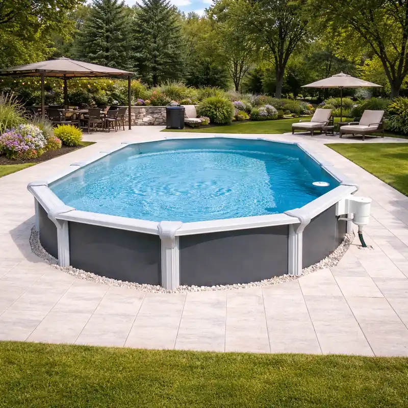 CF. Group Poolfolie Oval 730 x 360 x 145 cm - Grau, Stärke 0,8 mm / ohne Biese (überlappend) Echt