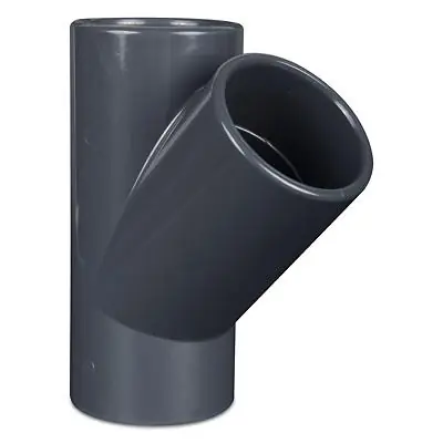 Geprüft PVC Rohr T Stück 45° mit 3x Klebemuffe