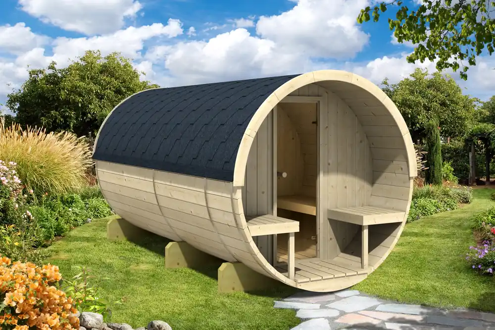 Fass-Sauna 1082, 200 x 330 cm Sichere Zahlung