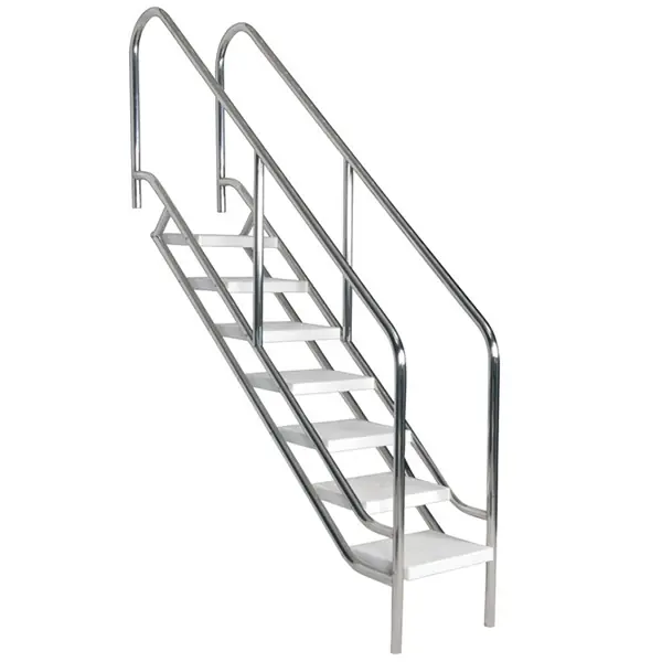 Sofort Bestellen Pool Einbautreppe Deluxe aus V4A Edelstahl 970 mm, 6 Stufen, 1,35 bis 1,55 m