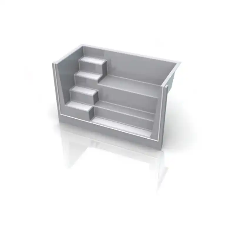 Billig GFK Rechtecktreppe Kanto 250 mit Sitzbank 													 																																																																																																																																																																																																														Sand / Beige, 															weiß