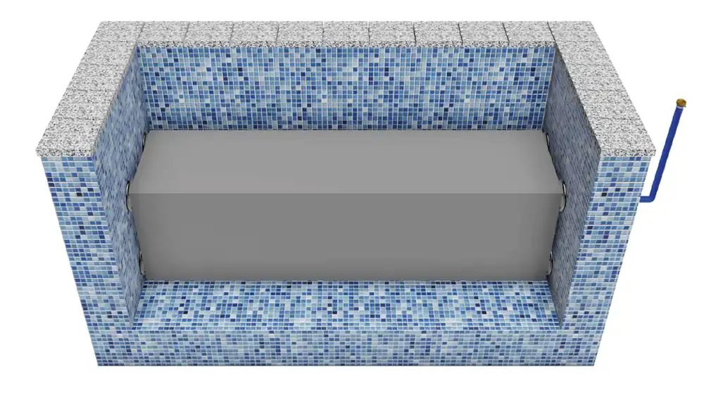 Begrenztes Angebot Schwimmbad Unterflurrsitzbank Stehstufe zweiseitig Kunststoff 5,0 m