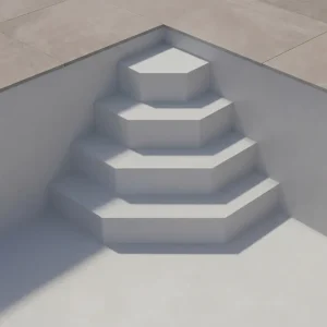 Upper Class Pooltreppe für Styroporsteinbecken Trapezform 3,5 m, Sitzbank links Top-Angebot