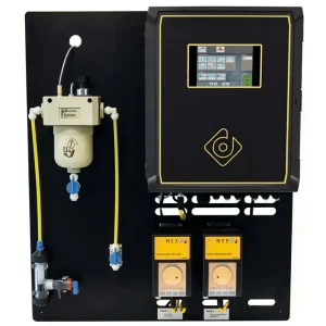Markenware dinotecNET+ ready Poolsteuerung 													 																																																																																																																																																																																																	mit Touch Panel, 															Poolcare zeitgesteuert, pH mit Durchfussarmatur