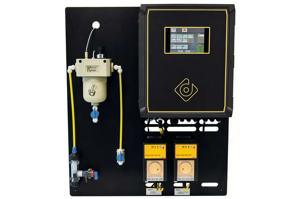 Jetzt Bestellen dinotecNET+ ready Poolsteuerung für externes Touch Panel, Rx, pH mit Durchflussarmatur