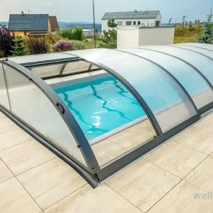 Poolüberdachung Pooldach Kompakt - ANTHRAZIT mit Seitentür Kracherpreis