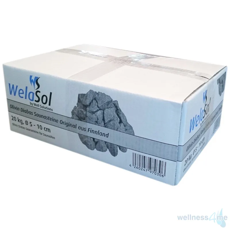 WelaSol Saunasteine 18 - 20 kg | Original Olivin Diabas geprüfte Sauna Steine Highlight