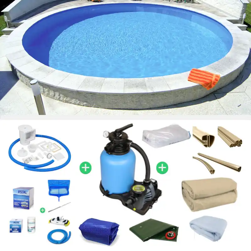 Rundpool Ibiza Ø 500 x 150 cm SET sandfarben Deluxe Preisreduziert